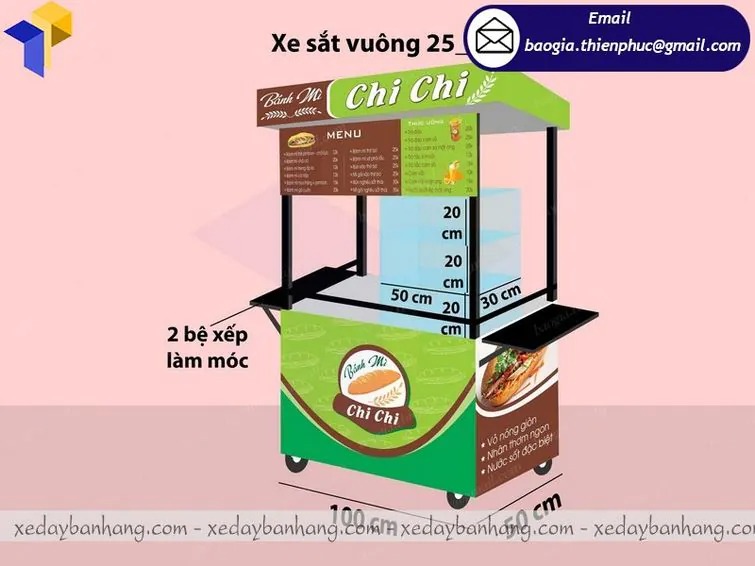 báo giá xe bán bánh mì bằng sắt