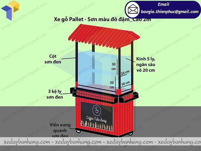 báo giá xe bán cafe mang đi bằng gỗ