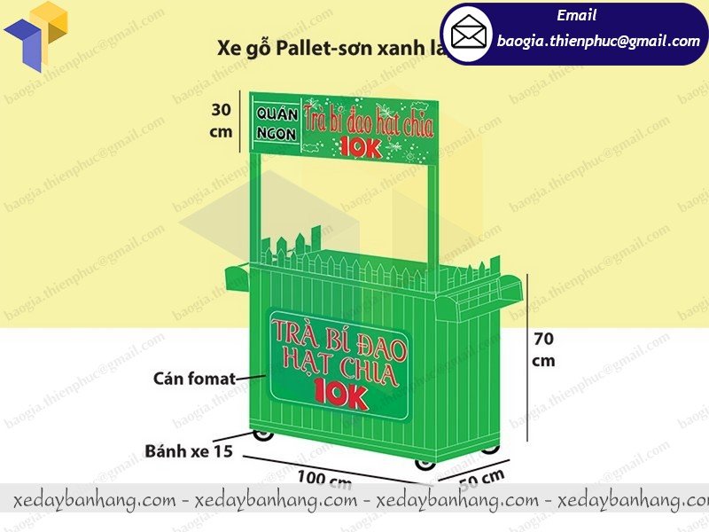 báo giá xe bán trà bí đao bằng gỗ