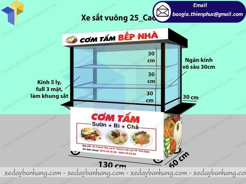 báo giá xe đẩy bán cơm tấm