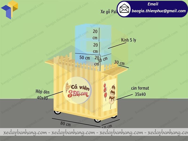 báo giá xe gỗ bán cá viên nhỏ gọn