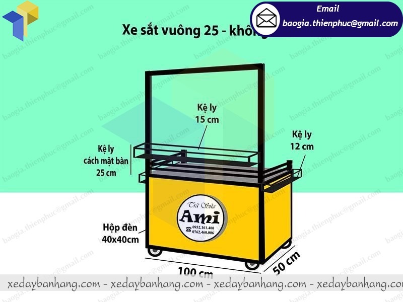 đặt làm tủ bán trà sữa bằng inox