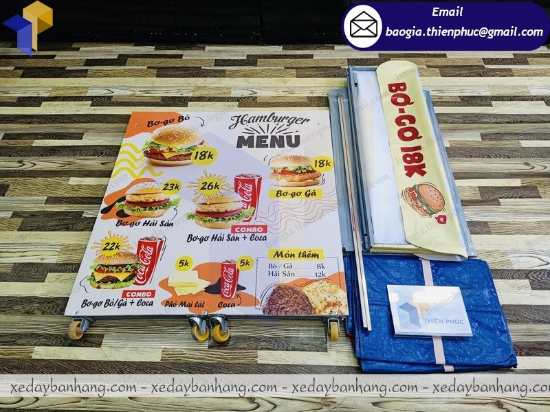 đặt làm xe bán hamburger gấp gọn