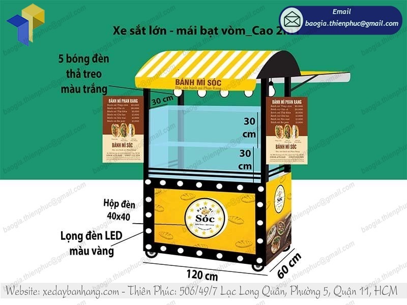 đặt làm xe bánh mì chả cá giá rẻ