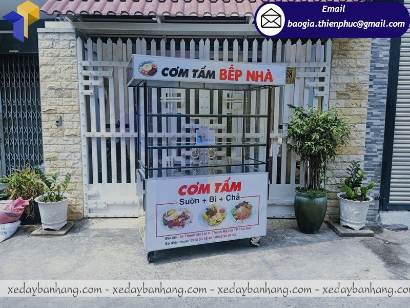 đặt làm xe đẩy bán cơm tấm