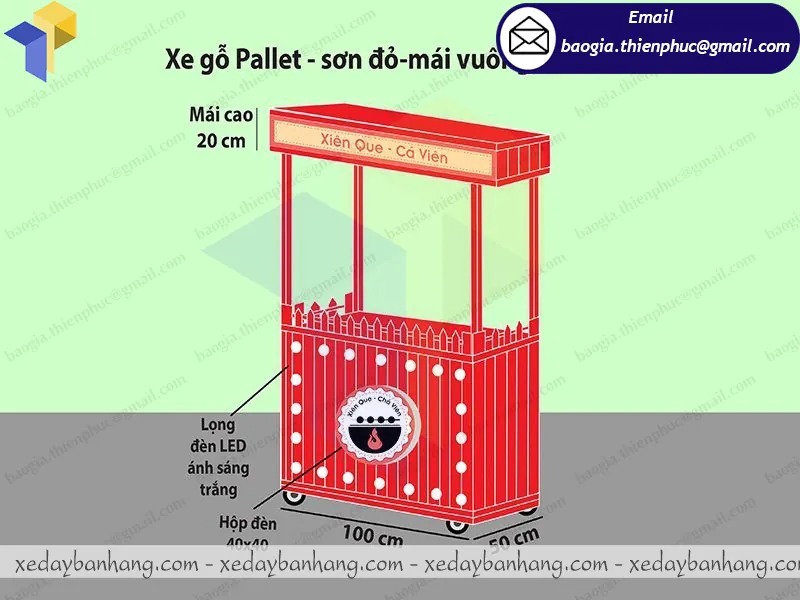 đặt làm xe gỗ bán xiên que tự chọn