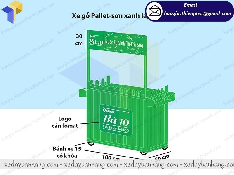 đóng  xe gỗ bán trà sữa sinh tố