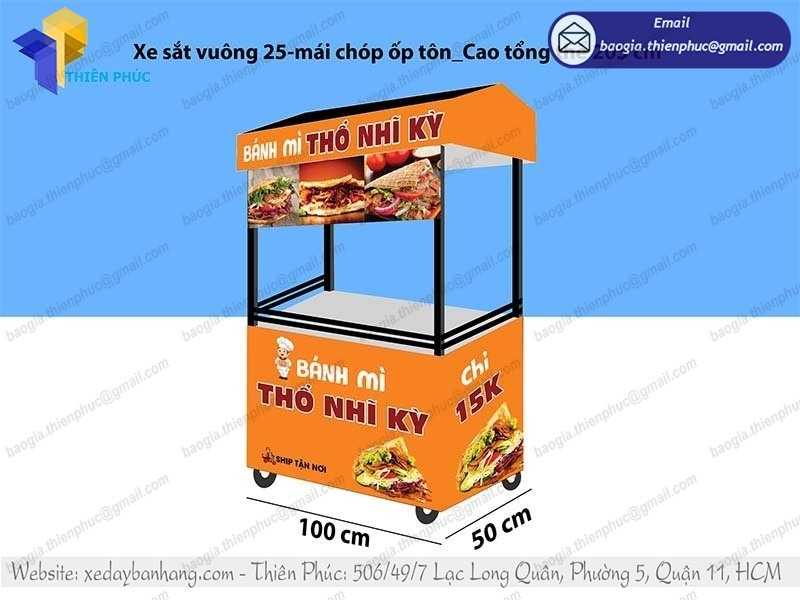 gia công xe bán bánh mì kebab