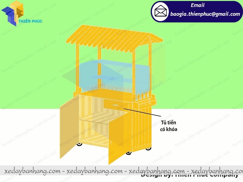 gia công xe gỗ bán trà sữa vỉa hè