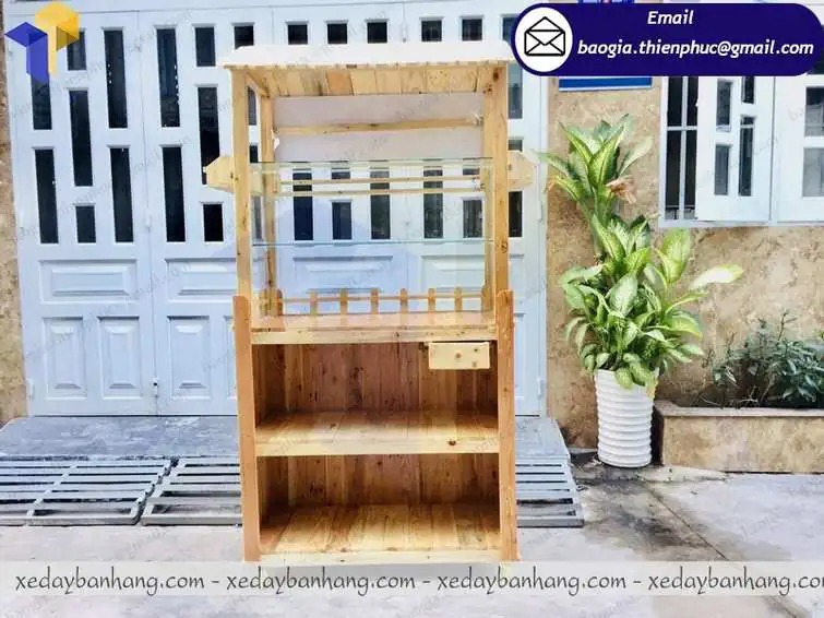 giá xe bán bánh tráng trộn bằng gỗ