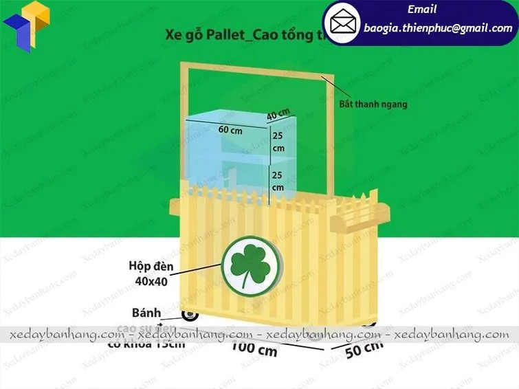 giá xe trà sữa lưu động bằng gỗ