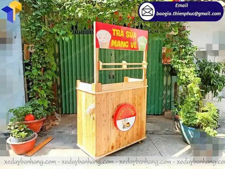 giá xe trà sữa take away bằng gỗ