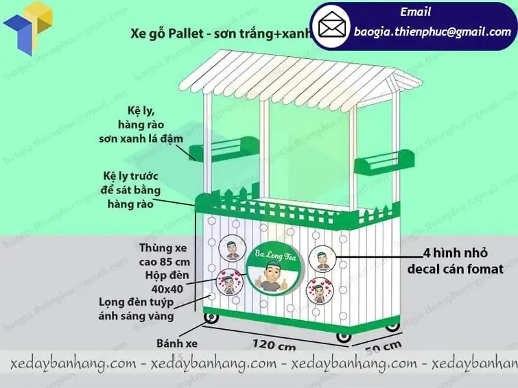 mẫu xe trà sữa bằng gỗ rẻ đẹp