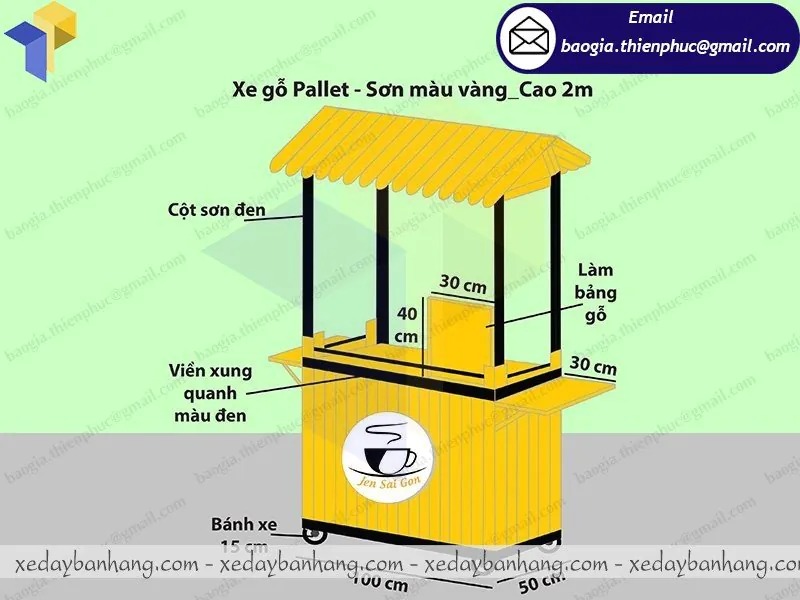 quầy gỗ bán cà phê vỉa hè