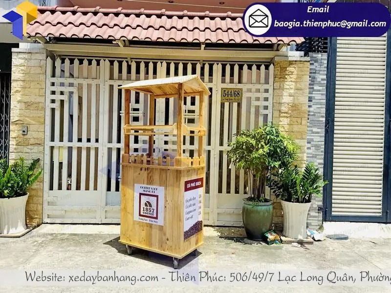 quầy gỗ bán cafe vỉa hè đẹp