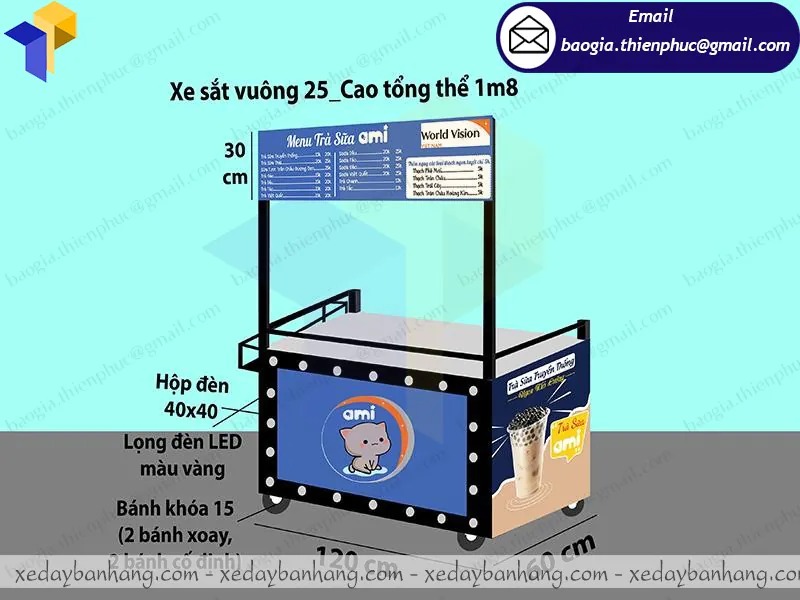 quầy inox bán trà sữa