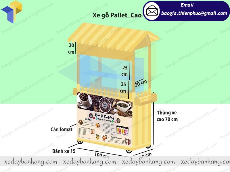 thiết kế tủ bán cà phê di động bằng gỗ