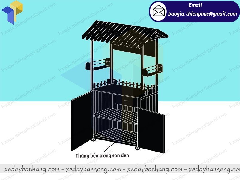 thiết kế tủ bán hàng lưu động bằng gỗ