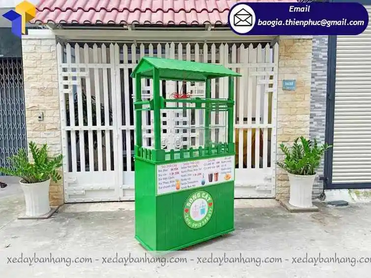 thiết kế xe bán trà sữa bằng gỗ