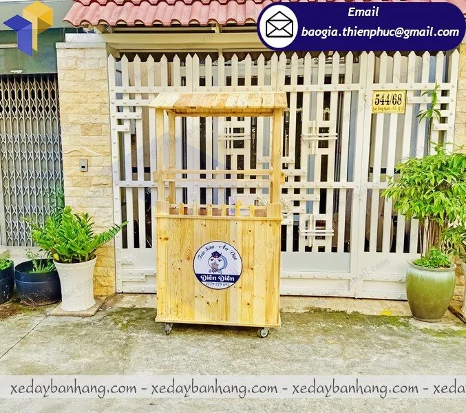 thiết kế xe đẩy bán trà sữa di động