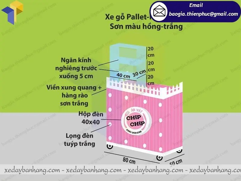 thiết kế xe gỗ bán cá viên ăn vặt