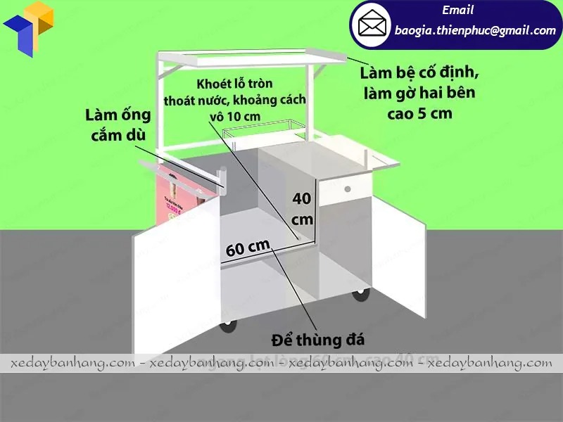 tủ bán trà sữa mang đi bằng inox