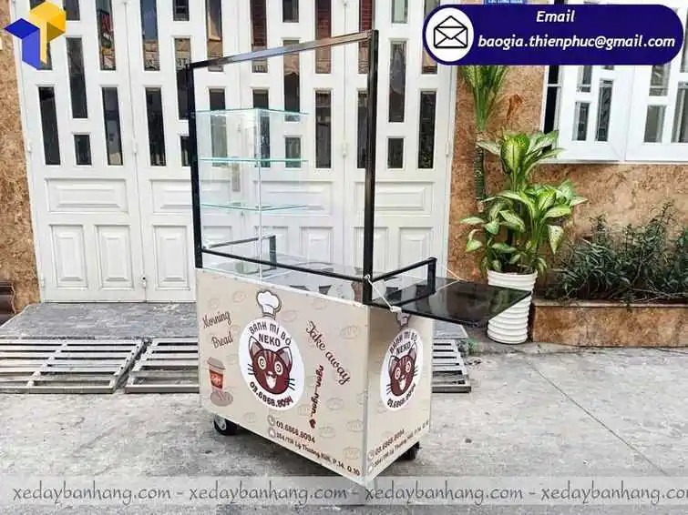 xe bán bánh mì cafe bằng inox