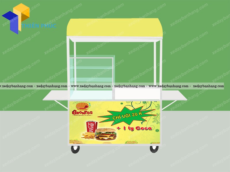 Xe bán bánh mì hamberger đẹp bằng inox