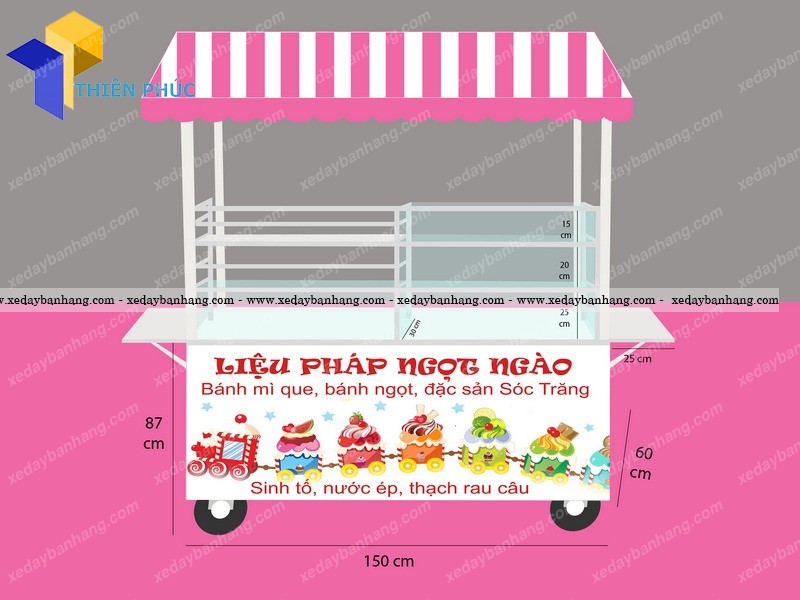 Xe bán bánh mì lưu động inox bền đẹp