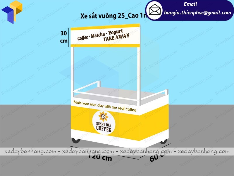 Xe bán cà phê nguyên chất inox