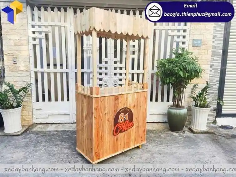 xe bán cafe mang đi bằng gỗ