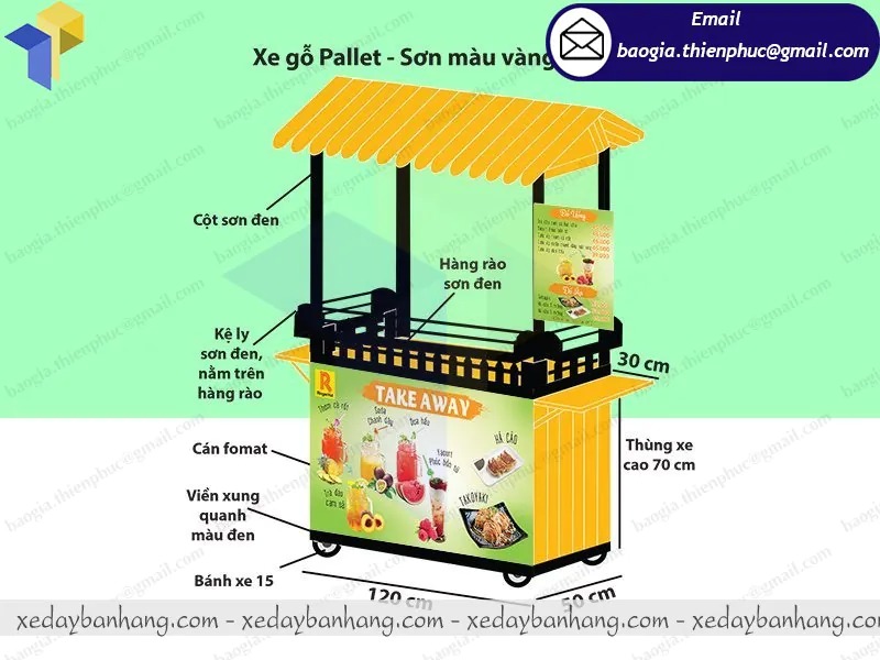 xe bán sinh tố bằng gỗ đẹp