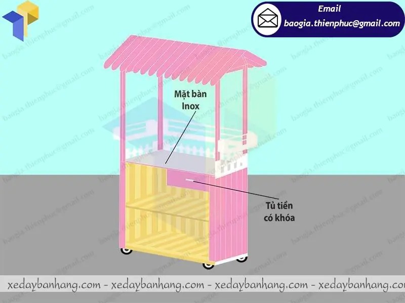 xe bán thức ăn nhanh bằng gỗ giá rẻ