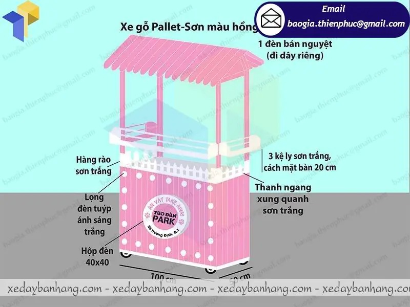 xe bán thức ăn nhanh bằng gỗ