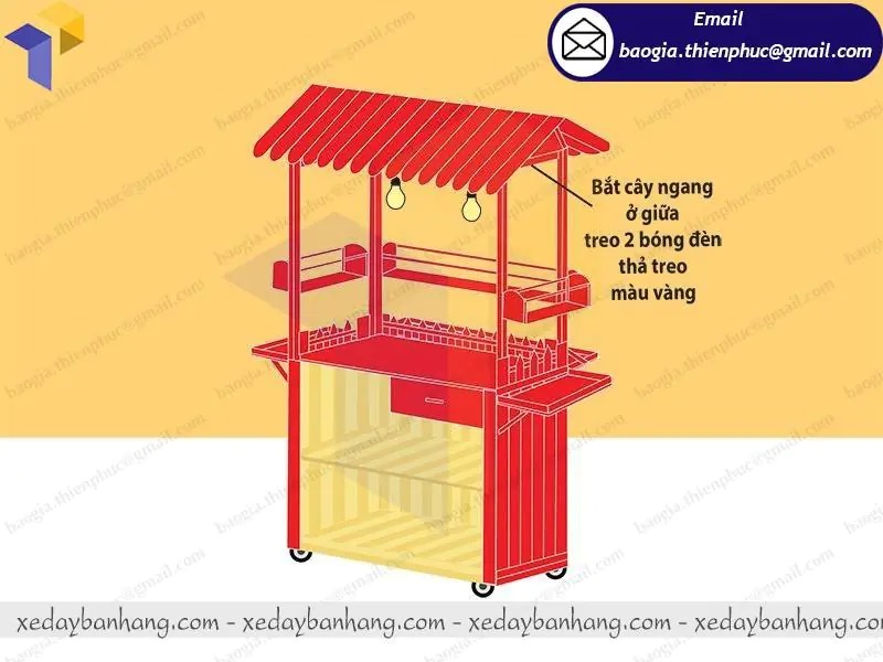 xe bán trà dâu bằng gỗ giá rẻ