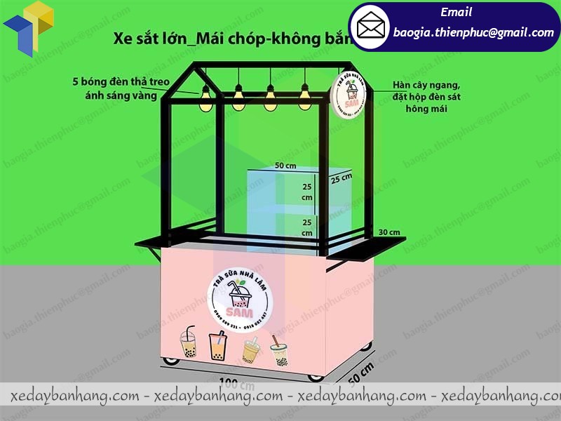 xe bán trà sữa bằng sắt lưu động