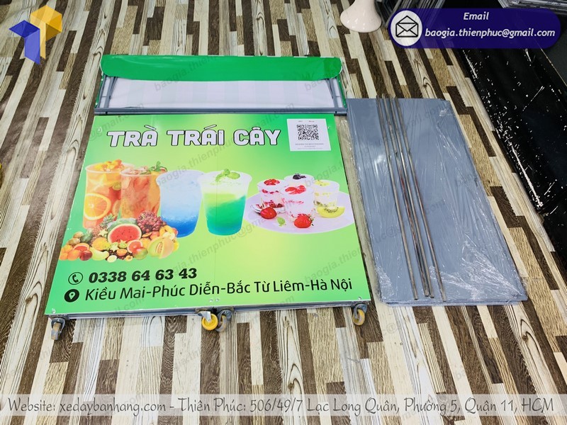 xe bán trà trái cây di động gọn