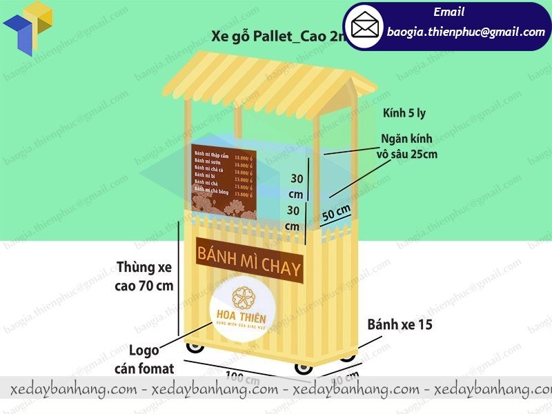 xe đẩy bán bán bánh mì chay