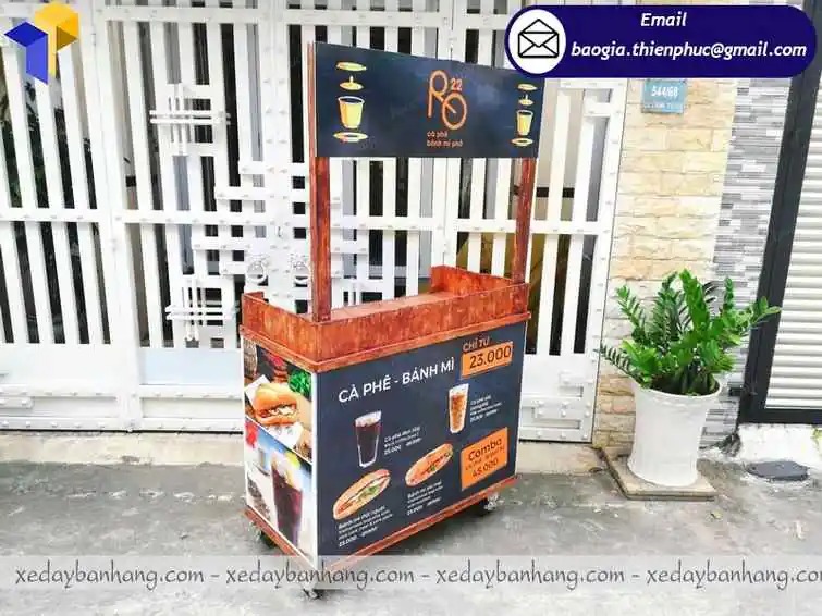 xe đẩy bán cafe take away lưu động