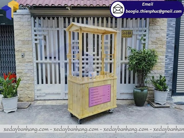 xe đẩy bán tàu hủ bằng gỗ giá rẻ