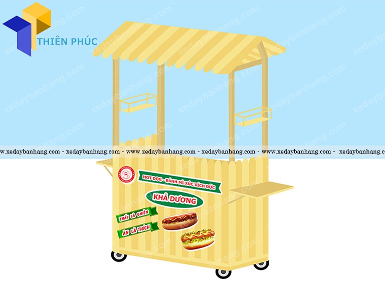 Xe gỗ bán bánh mì hamberger giá rẻ