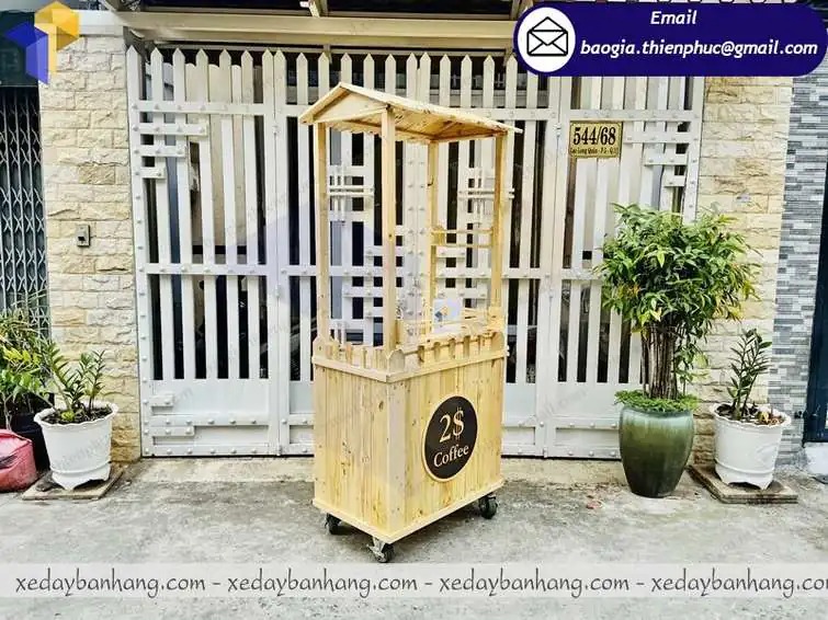 xe gỗ bán cafe take away thiên phúc