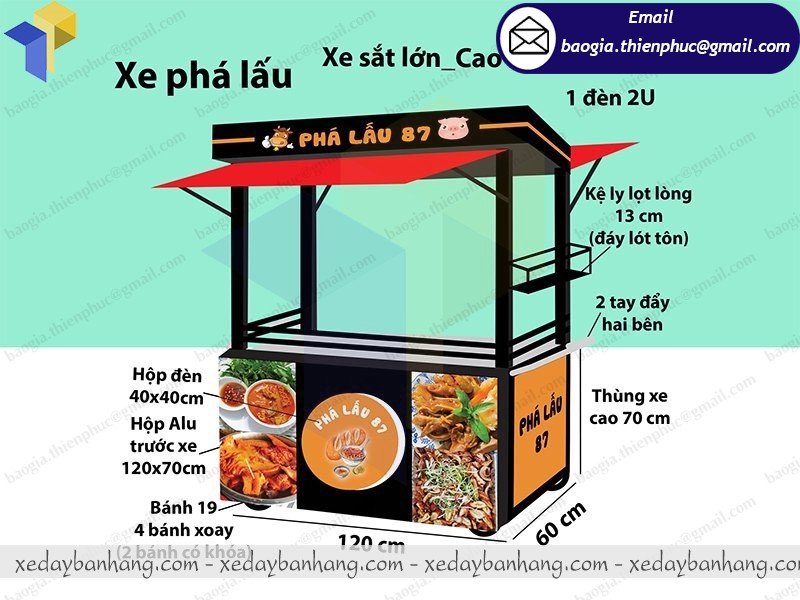 xe sắt bán phá lấu di động