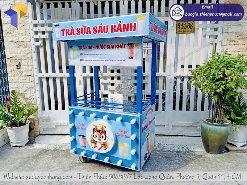 xe trà sữa ăn vặt inox giá rẻ