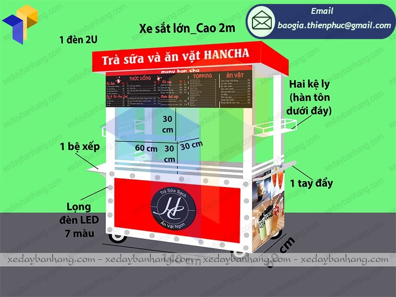 Xe bán trà sữa thức ăn vặt kute dễ thương