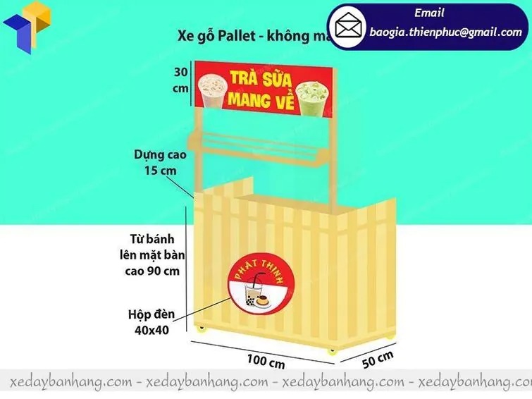 xe trà sữa take away bằng gỗ quận 3