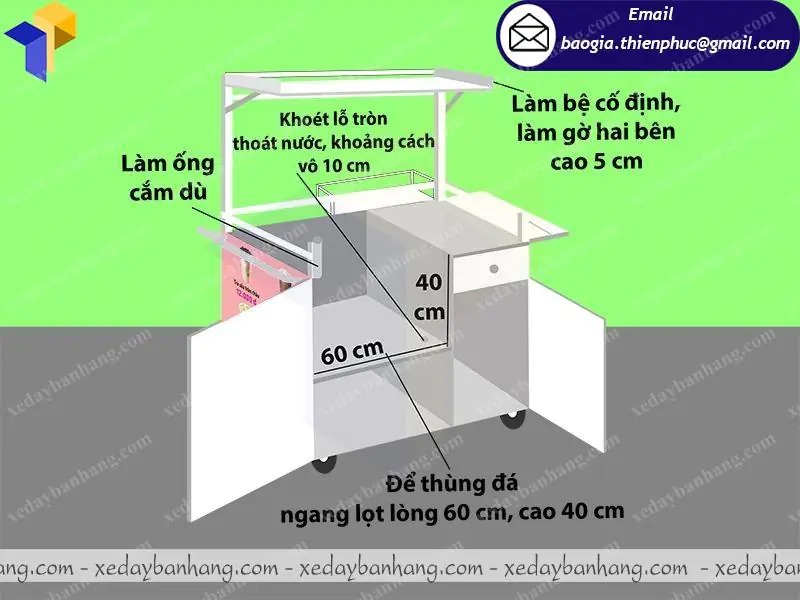 xe trà sữa take away bằng sắt